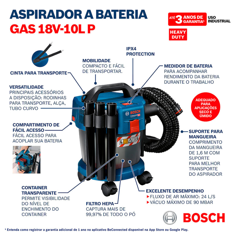 Aspirador de pó | GAS 18V-10 L Premium - BOSCH 06019C6302-000