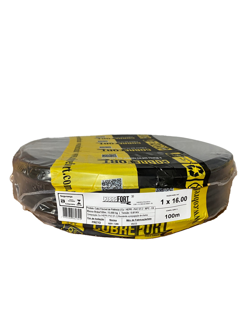 Cabo Flex Cobrefort 16,00MM 0,6/1KV HEPR Preto 100M