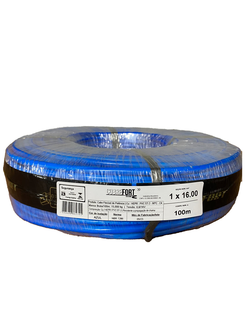 Cabo Flex Cobrefort 16,00MM 0,6/1KV HEPR Azul 100M