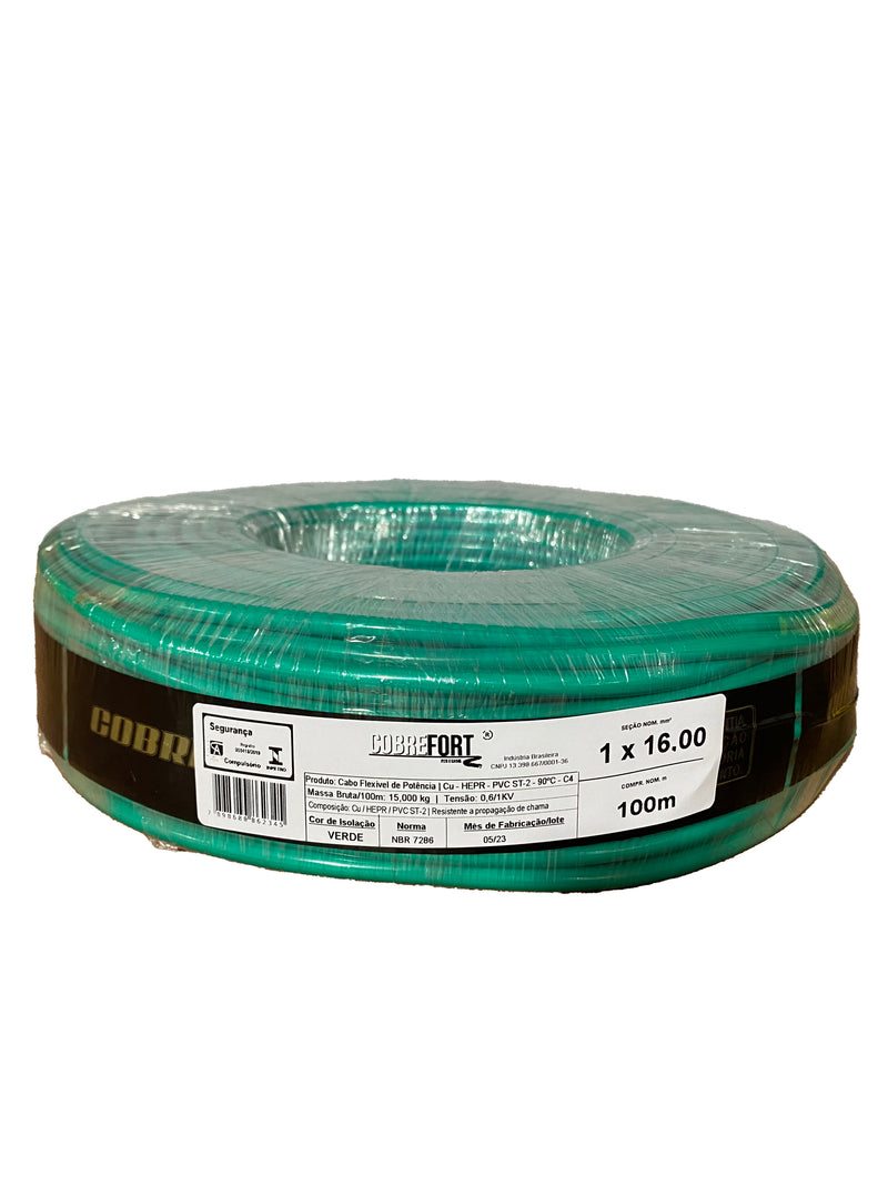 Cabo Flex Cobrefort 16,00MM 0,6/1KV HEPR Verde 100M