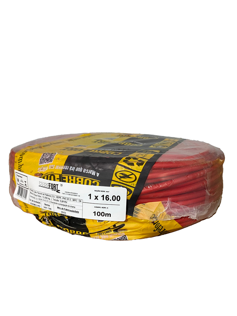 Cabo Flex Cobrefort 16,00MM 0,6/1KV HEPR Vermelho 100M