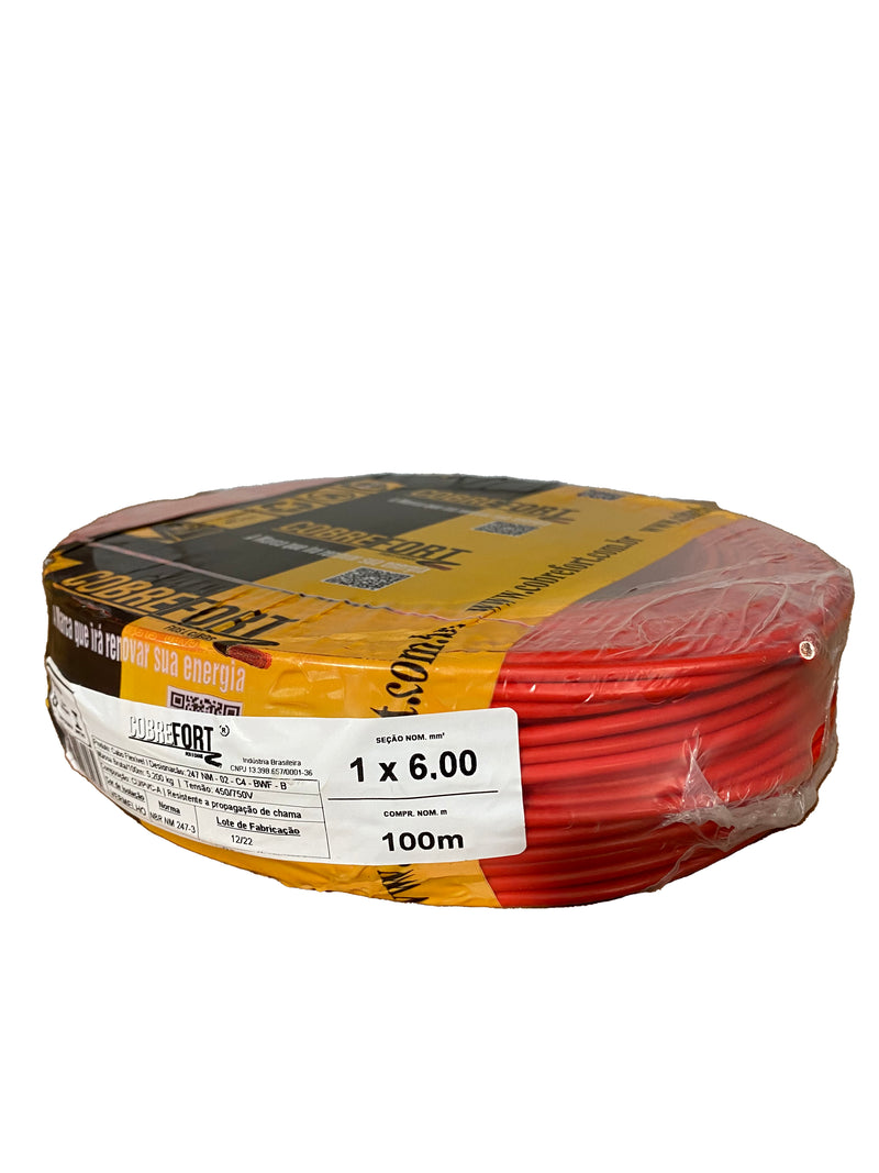 Cabo Flex Cobrefort 6,00MM 450/750V Vermelho 100M