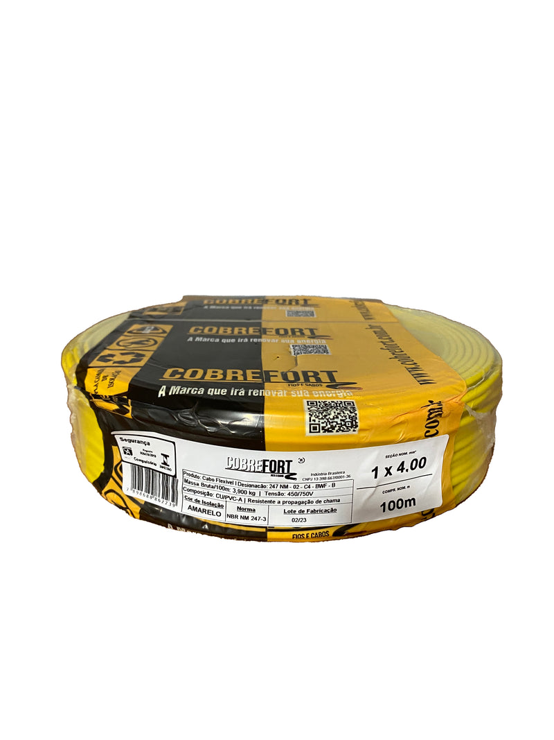 Cabo Flex Cobrefort 4,00MM 450/750V Amarelo 100M