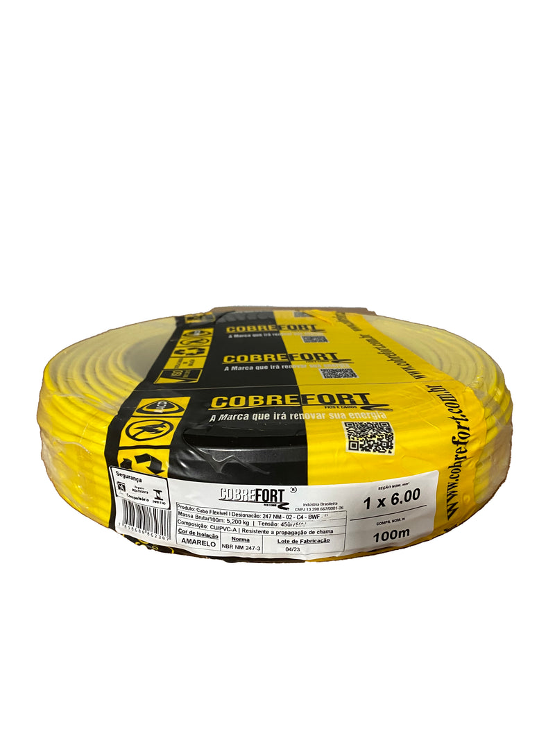 Cabo Flex Cobrefort 6,00MM 450/750V Amarelo 100M