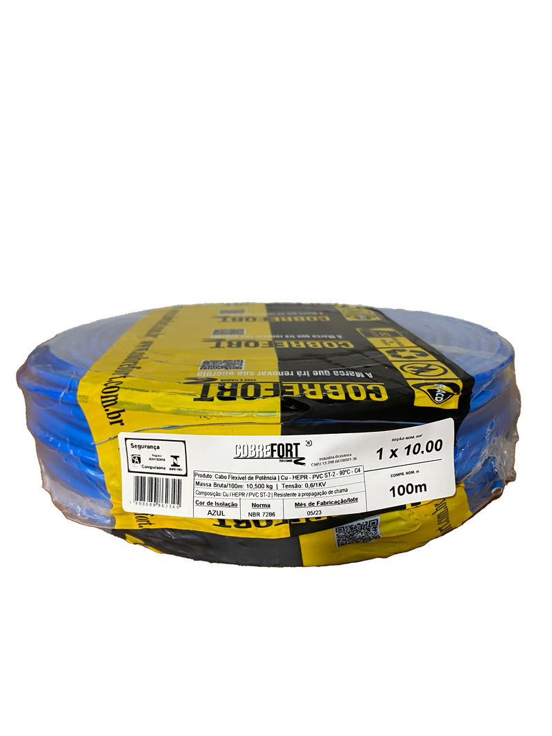 Cabo Flex Cobrefort 10,00MM 0,6/1KV HEPR Azul 100M