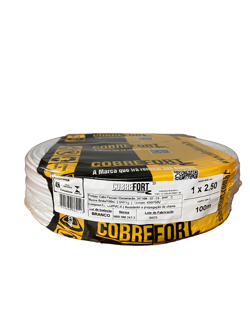 Cabo Flex Cobrefort 2,50MM 450/750V Branco 100M