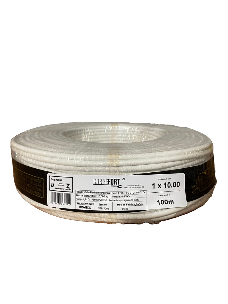 Cabo Flex Cobrefort 10,00MM 0,6/1KV HEPR Branco 100M