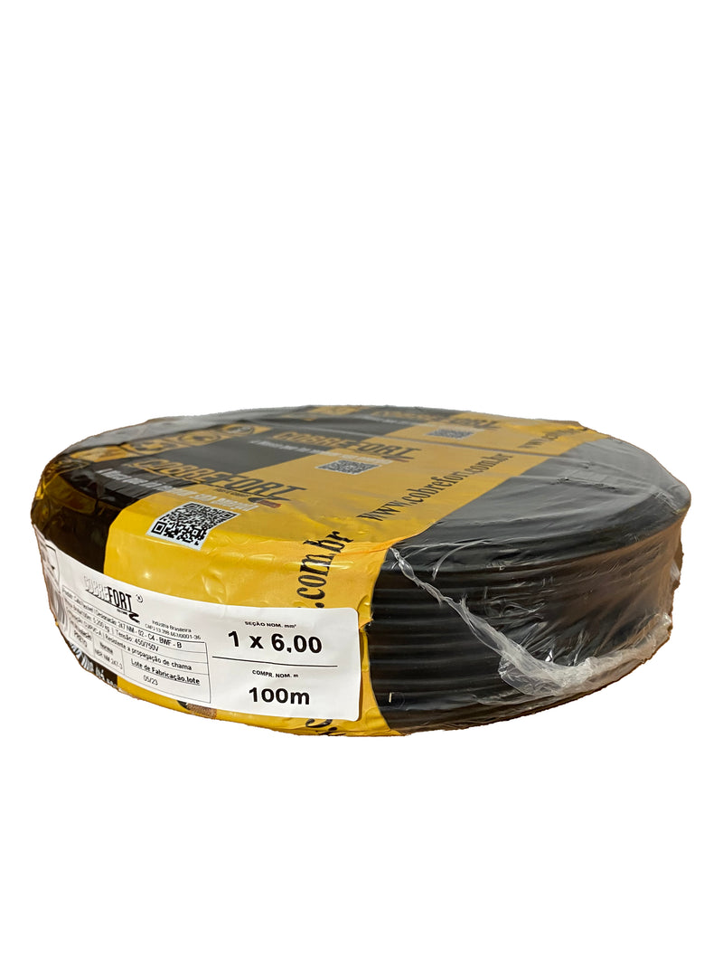 Cabo Flex Cobrefort 6,00MM 450/750V Preto 100M